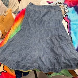 Layered denim maxi skirt!